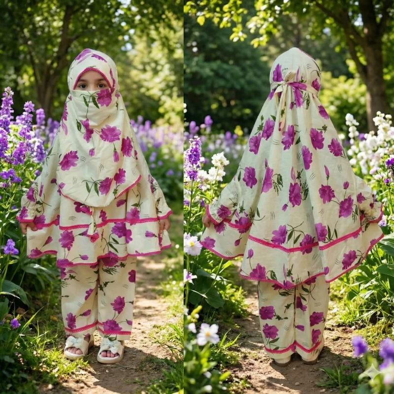 Kids Cotton Khimar Set KCK109